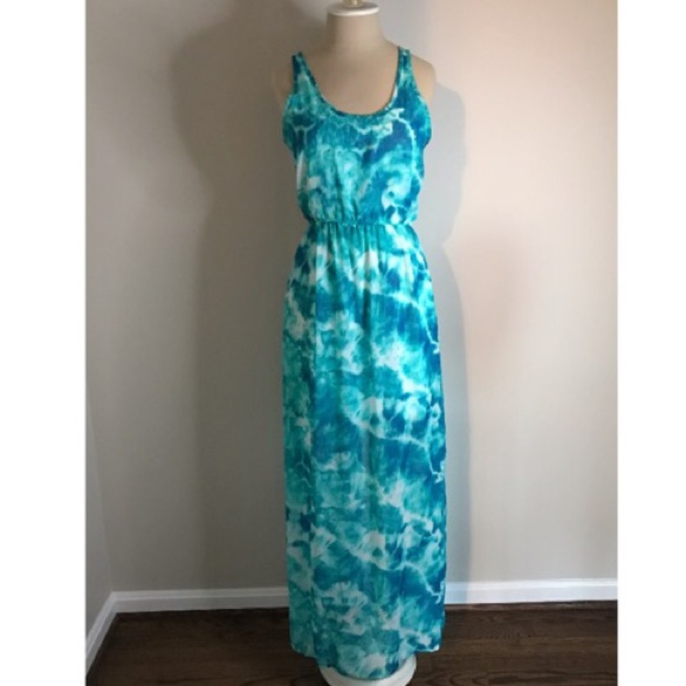 Blue Watercolor Maxi Dress